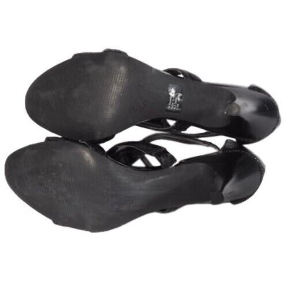 Alfani Sandal Pump Size 9.5 M Women Open Toe Ankle Strap Zip Textured Black - Picture 9 of 9